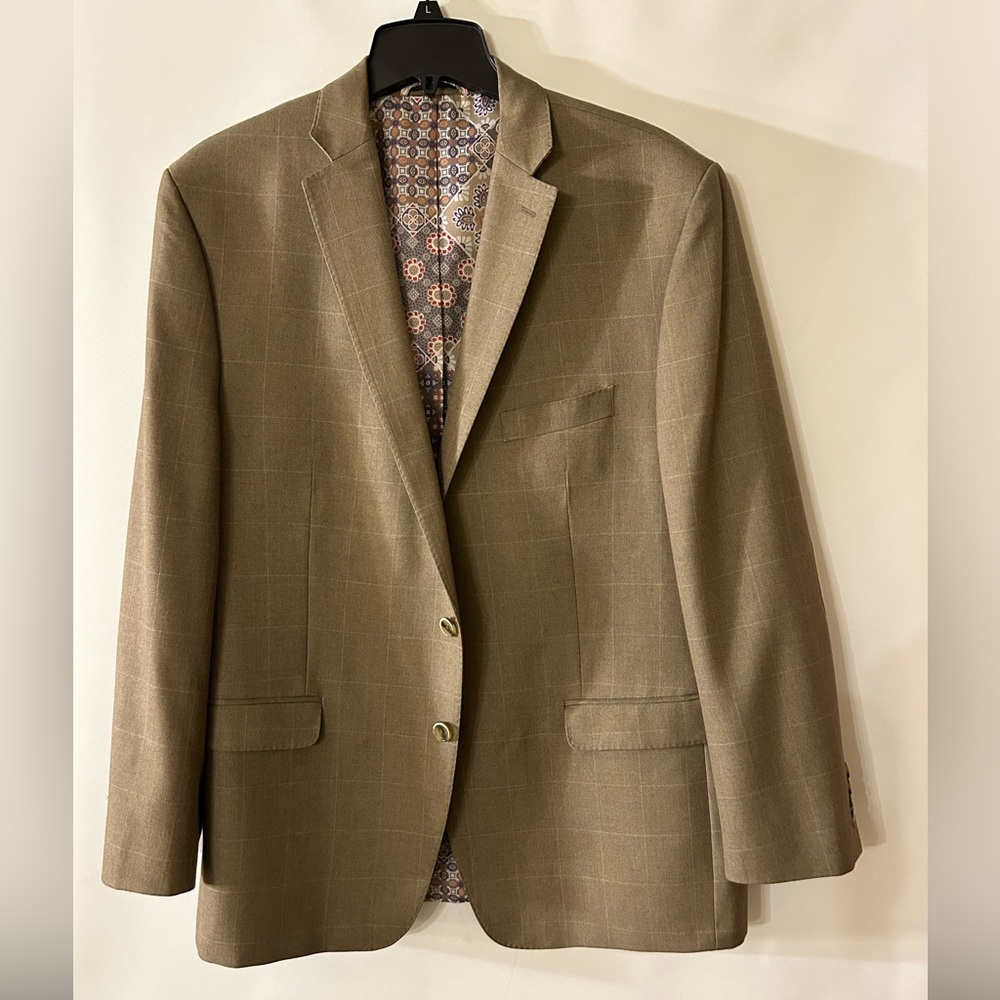 VAN HEUSEN STUDIO MENS RAYON/POLYESTER RETRO MADI IN INDIA MENS PLAID BLAZER 46R